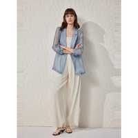 ELLE蓝色摩登宽松轻薄西装外套女2025夏季优雅设计感小众西服 蓝色 M