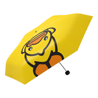 日全时小黄鸭黑胶防晒防紫外线太阳伞五折小巧便携遮阳伞晴雨两用胶囊伞