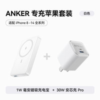 安克 PD30w苹果充电器白+10k毫安时磁吸充电宝-白色