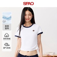 SPAO 撞色抽绳 女士短袖T恤