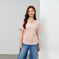 大码女装欧若风简约基础纯色百搭显瘦针织衫胖mm夏季款