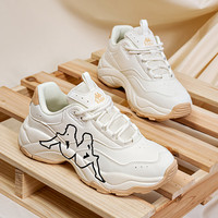 KAPPA卡帕复古跑步鞋2025夏季透气休闲老爹鞋百搭运动鞋 C65D冬日白/黑色 44