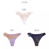 诗萝涵朵TIAM内衣性感纯欲透明蕾丝薄款透气无痕低腰丁字T裤女03 紫色 LL