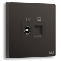 ABB开关插座面板 轩致系列 无框86型墙壁黑色弱电插座 电视+超5类电脑