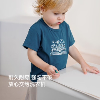 babylove儿童T恤婴幼儿夏季薄款短袖上衣简约百搭男女宝宝软弹透气夏装