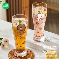 LINE FRIENDS玻璃杯水杯女杯子夏季家用冷饮果汁啤酒咖啡杯子