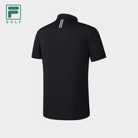斐乐(FILA)官方男子针织短袖POLO衫2025夏新款高尔夫运动防晒上衣 深黑-BK XL XL 180/100A