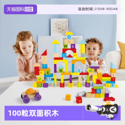 Hape 202208291348 儿童玩具 双面字母数字拼搭积木（100粒）