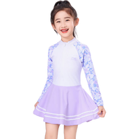 李宁（LI-NING）儿童泳衣女童可爱趣味连体游泳衣保守休闲款泳装 736