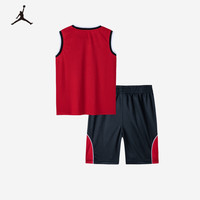 JORDANJordan耐克AJ童装男童篮球背心短裤2件套Nike儿童透气套装 正黑色 130 /64 【身高116-122cm】