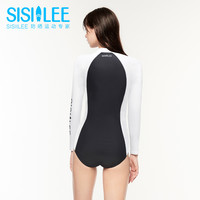SISIILEE西西里女士长袖防晒泳衣 尾波冲浪服 水母衣连体泳衣女 XL 蓝色/白色
