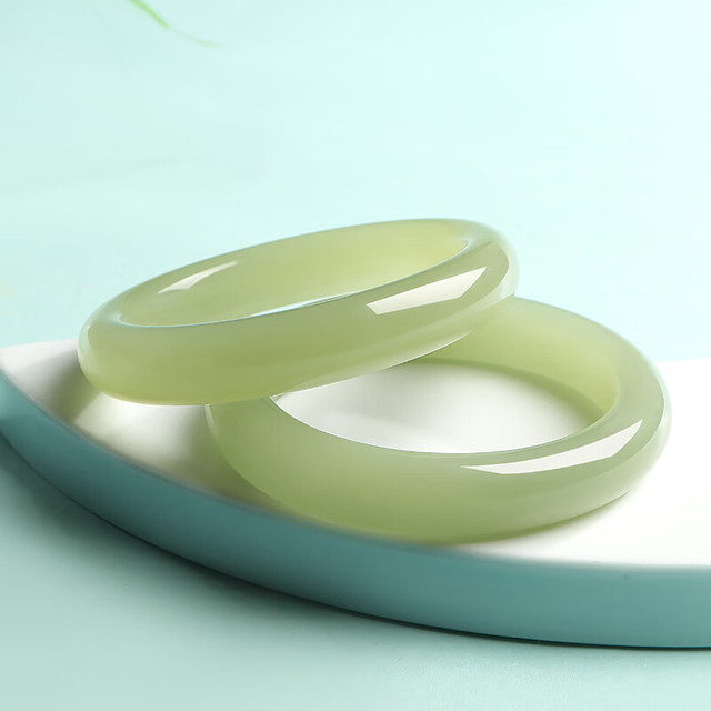 移动端、京东百亿补贴：印象眸 IMPRESSION EYES 限时补贴：和田玉手镯浅青玉镯子（情人节首发）