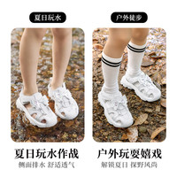 斯纳菲女童运动凉鞋夏季女宝宝踩水鞋包头公主软底溯溪鞋凉鞋 流沙银 30码