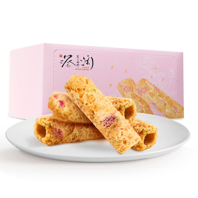 蔡澜花花世界手工咸口蛋卷玫瑰味休闲零食小吃玫瑰蛋卷酥伴手礼