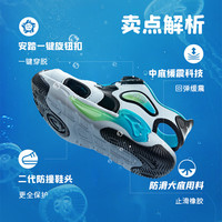 安踏 儿童凉鞋男女小童鞋2025夏季水母旋钮户外包头沙滩鞋 安踏白/黑9970H-2 28