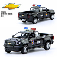 彩珀 成真大号合金特警车 发光声开门回力摆件玩具 皮卡警车