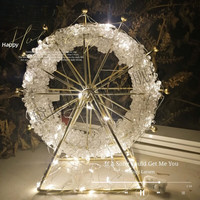 黛博拉 轻奢摩天轮摆件送女朋友旋转圣诞节手工珠子diy材料自做女孩子的 暖光灯雅典白 材料包 需要自己做