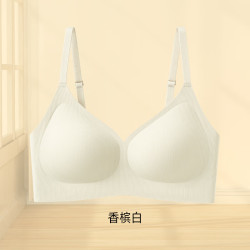 都市丽人 女士内衣女聚拢上托无钢圈文胸 内衣女小胸聚拢-香槟白 M (建议90-105斤）