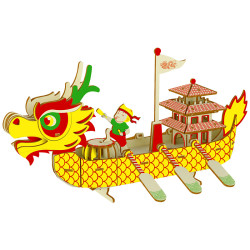 笨宝贝 彩旗龙舟 醒狮 木制立体拼图