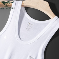 七匹狼男士背心男100%棉纯棉青年打底衫男人工字汗衫男生运动背心 3件装(白色+白色+白色) XL (175) (体重120-140斤)