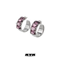 KVK 桃花系列耳钉 环形耳环-粉锆石 V11652033