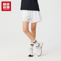 超级安踏 ANTA SUPERSTORE速干运动短裤丨女士夏季弹力宽松跑步训练梭织中裤162527527U 【拉链口袋】雪花白-4 L /女170