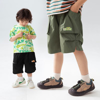 汪汪队男童夏装短裤2025七分裤儿童裤男孩工装裤男宝宝运动裤 【两件装】0093深灰+0060黑色