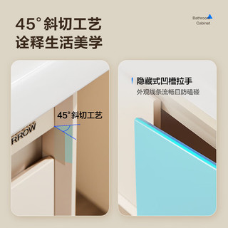 箭牌（ARROW）舒悦奶油风洗脸盆卫生间洗手台洗漱台镜柜一体盆浴室柜组合80cm