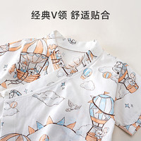 舒贝怡2件装婴儿衣服0-6个月新生儿夏季薄款连体衣A类男女宝宝短袖哈衣 热气球白+蓝 66cm