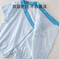 舒贝怡2件装婴儿衣服0-6个月新生儿夏季薄款连体衣A类男女宝宝短袖哈衣 山竹小猫满印蓝+蓝 66cm