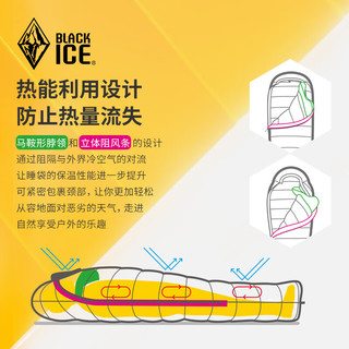 黑冰（BLACKICE） 睡袋Z系列成人羽绒户外露营鹅绒极限旅行单人野外露营羽绒睡袋 Z700 灰金拼接 M -9度