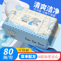 简禾 湿厕纸擦屁股湿厕巾女生湿厕纸马桶纸家庭成人私处厕巾湿巾亲肤 6包装 80抽 1包 店长80%购买