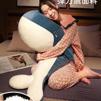 小彩熊  可爱鲸鱼毛绒玩具抱枕女生睡觉床上男生款公仔布娃娃大号玩偶超软 蓝色鲸鱼 【超小】50厘米【可拆洗，无内胆】