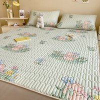 多兰诗（Duolanshi）乳胶凉席 天然乳胶冰丝席席双人1.8米夏季软席子1.5m空调席三件套 花园兔 三件套 200cm*220cm 凉席+2只枕套