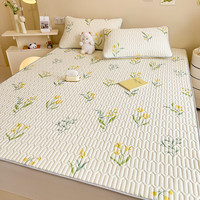 多兰诗（Duolanshi）乳胶凉席 天然乳胶冰丝席席双人1.8米夏季软席子1.5m空调席三件套 郁金香 两件套 90cm*200cm 凉席+1只枕套