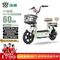 绿源 电动自行车乐骑9续航75公里LED透镜大灯陶瓷刹车真空钢丝轮胎液冷电机质保十年 沙淡绿