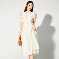 马克华菲 女装夏季国风修身显瘦绣花连衣裙女