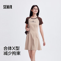 森马（Semir）连衣裙女收腰插肩袖绣花休闲潮流夏圆领字母短裙女生时尚显瘦