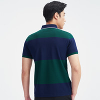 七匹狼翻领短袖T恤男装夏季撞色新疆棉透气潮流条纹polo衫男士 165/84A/M 416(浅粉)