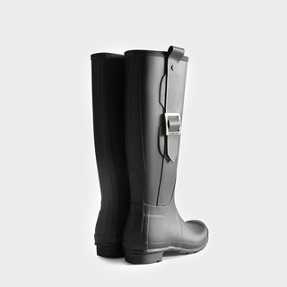 HUNTER英国经典惠灵顿高筒靴搭扣款雨靴户外雪地防水防滑女鞋长筒靴 黑色/BLK 37