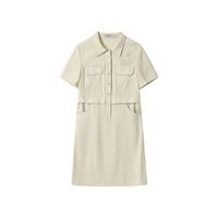 熙然夏季新款通勤气质工装翻领连衣裙女衬衫裙中长款