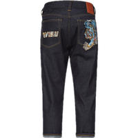 EVISU【多件折】男士狛犬刺绣七分牛仔裤