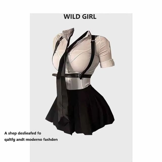 地球少女 美式jk制服收腰显瘦短袖衬衫