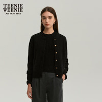 Teenie Weenie小熊冬法式混纺绵羊毛羊驼毛衣绞花针织衫 黑色 160/S S -160