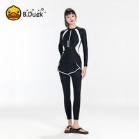 小黄鸭 B.Duck分体泳衣女长袖防晒显瘦遮肉保守大码冲浪潜水游泳水母服 4XL 泳镜泳包三件套
