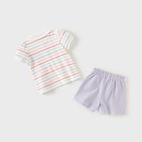 女童条纹短裤套装夏装儿童女宝宝裤子T恤两件套