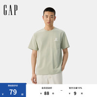 Gap 男女装2025夏季新款纯棉小熊印花口袋短袖T恤宽松多色729122 水绿色 M (170/92A) 亚洲尺码