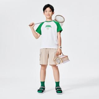 【撞色插肩袖】运动t恤2025男童衣服夏季薄款儿童短袖