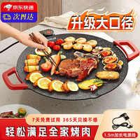 移动端、京东百亿补贴：奥然 韩式电烤盘家用电烧烤炉麦饭石不粘烤肉锅大功率烤串烤肉多功能一体机轻烟烤肉盘煎肉锅 40cm大口径