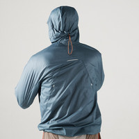 蓝岐春夏防风防泼水超轻运动皮肤衣风洞循环透气跑步防晒衣男 湖蓝色 S